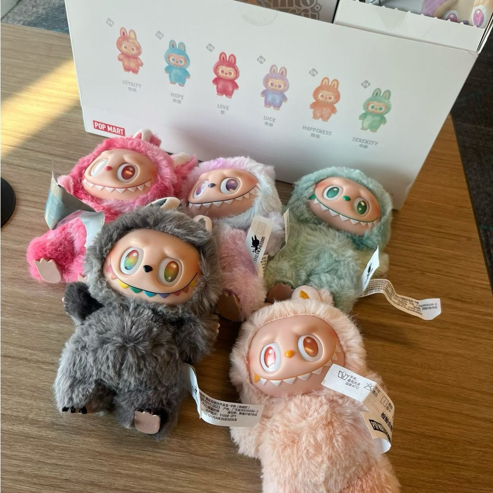 Pop Mart Fluffy Monster Plush Toy Collection - Pink, Gray, Green